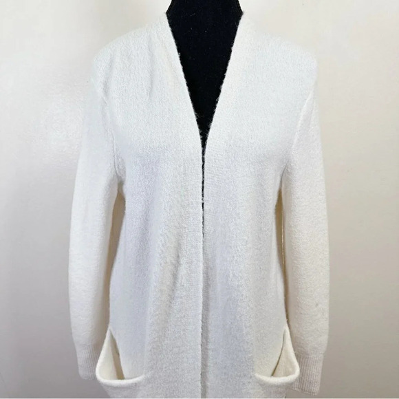 Madewell Merino Wool Alpaca Open Front White Cardigan - Picture 3 of 16